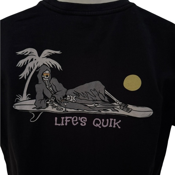 QUIKSILVER “Life’s Quik” Skeleton Tee Shirt Regular Fit Men L Large - Picture 4 of 6
